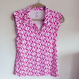 Women's Pink and White Patterned Golf Top
